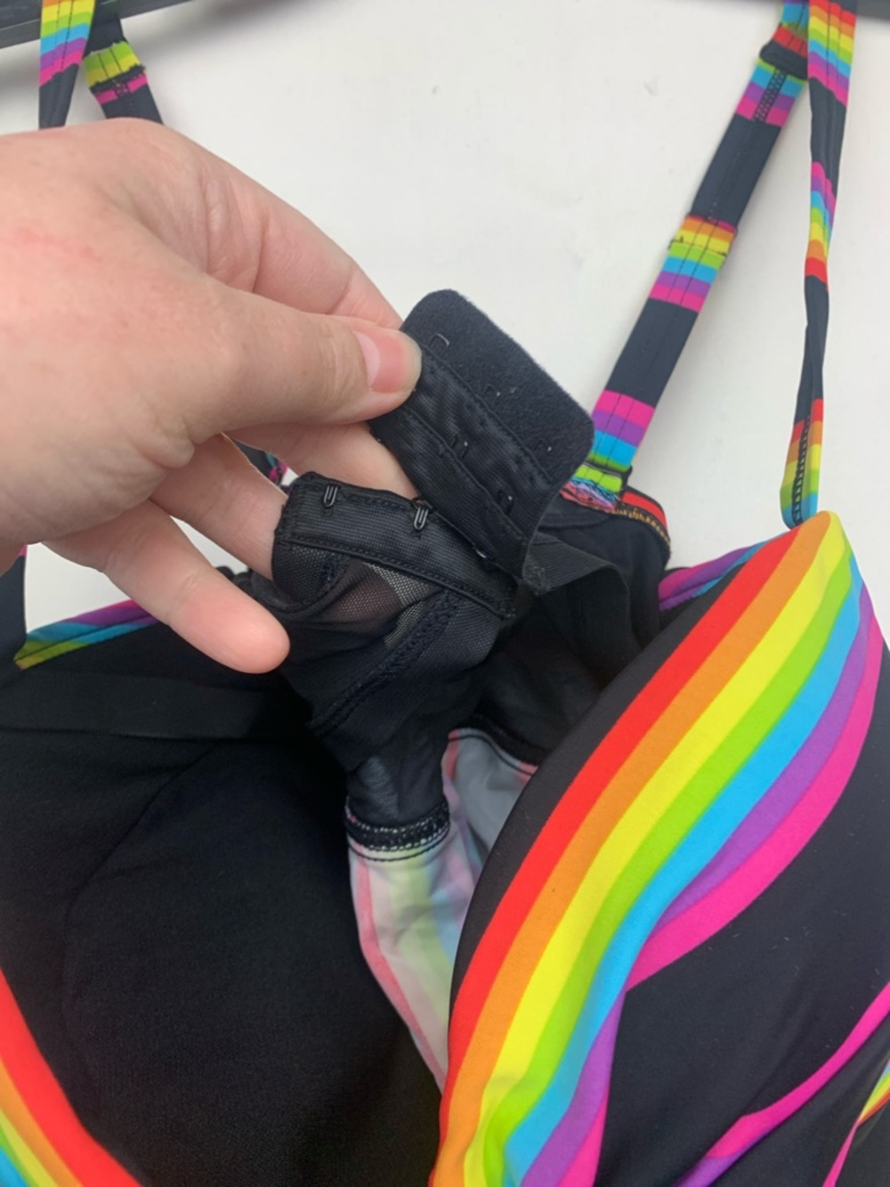 Torrid size 2 swim top bathing suit Rainbow Stripe One Piece Swimsuit Black - Picture 7 of 9